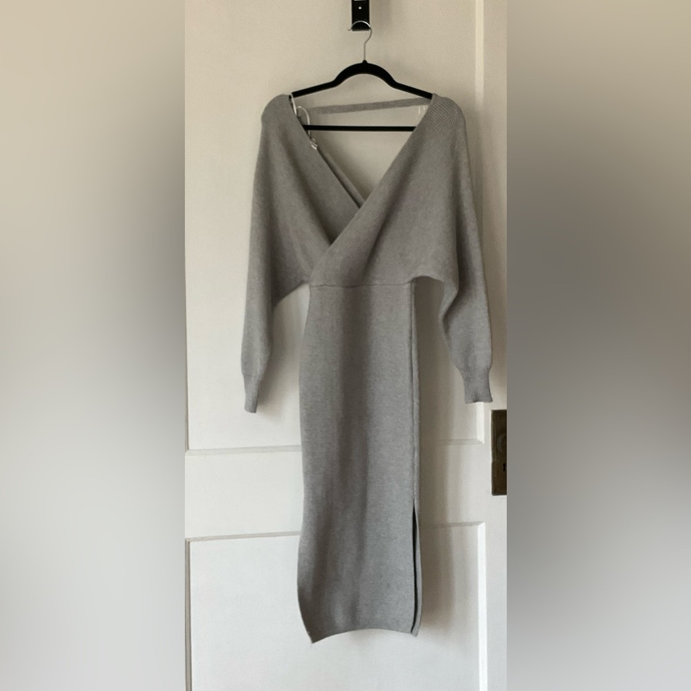 Indikah gray midi sweater dress